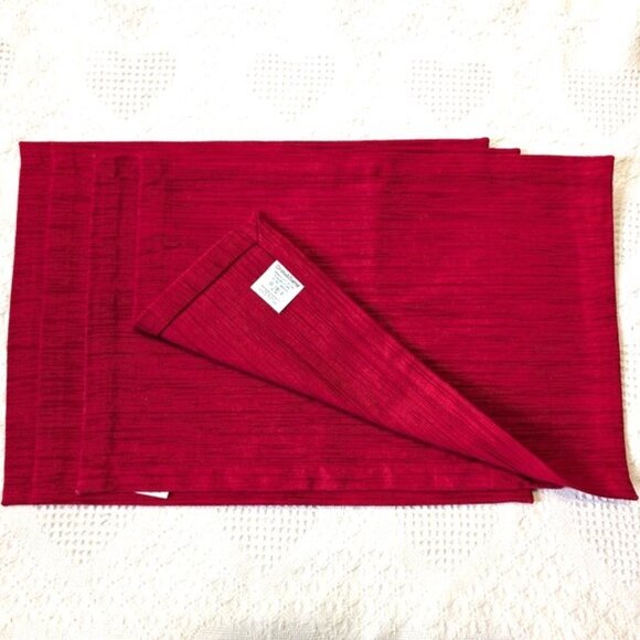 Crate & Barrel Grasscloth Cotton Placement Flame Color Set of 4 - Picture 1 of 3